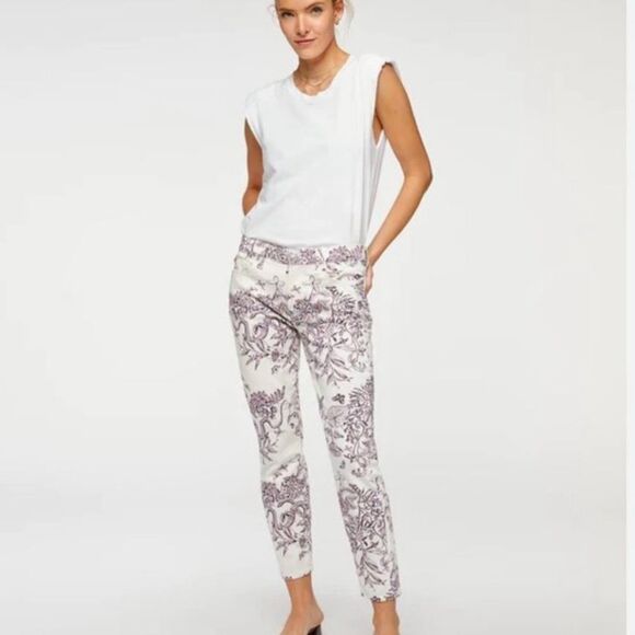 7 FOR ALL MANKIND Ankle Skinny Floral Pattern Denim Jeans - Picture 3 of 6